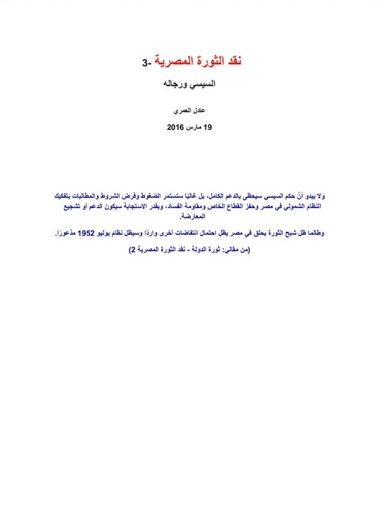 نقد الثورة المصرية -3