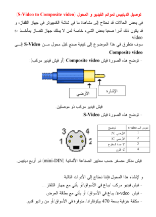 توصيل الدبابيس لموائم الفيديو و المحول s video to composite video